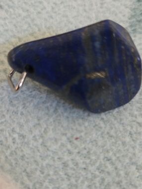Lapis Deep Blue Freeform tone Pendant Charm Necklace Jewelry W/Silver Tone Bail